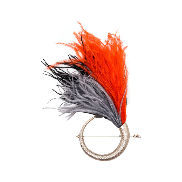 -Monica Coscioni Roma Convertible Feathers Brooch In Solid .925 Sterling Silver