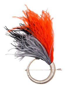-Monica Coscioni Roma Convertible Feathers Brooch In Solid .925 Sterling Silver