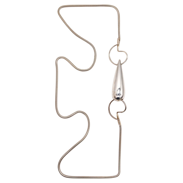 -Monica Coscioni Roma Geometric Drop Necklace Sautoir In .925 Sterling Silver