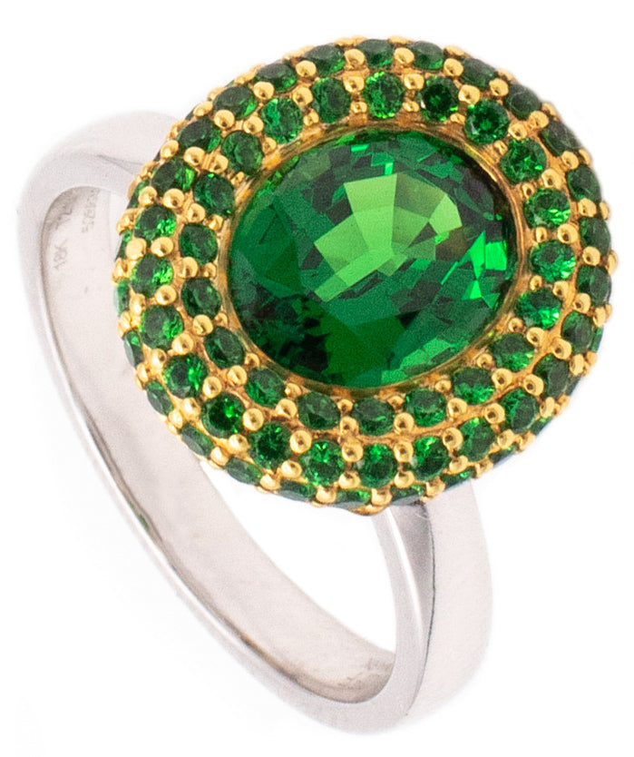 ORLOFF EHRENSKJOLD GIA CERTIFIED 18 KT GOLD RING WITH 2.93 Ctw IN VIVID GREEN TSAVORITE