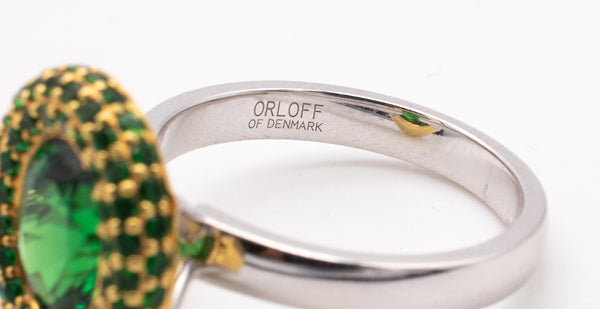 ORLOFF EHRENSKJOLD GIA CERTIFIED 18 KT GOLD RING WITH 2.93 Ctw IN VIVID GREEN TSAVORITE