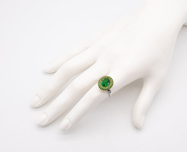 ORLOFF EHRENSKJOLD GIA CERTIFIED 18 KT GOLD RING WITH 2.93 Ctw IN VIVID GREEN TSAVORITE