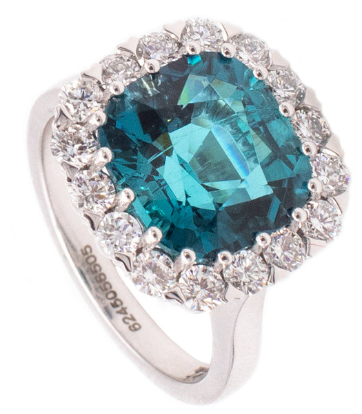 *Gia Certified Orloff Ehrenskjold ring in 18 kt gold with 6.80 Ctw in blue Paraiba tourmaline & diamonds.