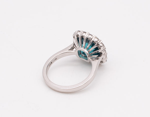 *Gia Certified Orloff Ehrenskjold ring in 18 kt gold with 6.80 Ctw in blue Paraiba tourmaline & diamonds.