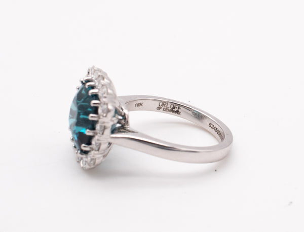 *Gia Certified Orloff Ehrenskjold ring in 18 kt gold with 6.80 Ctw in blue Paraiba tourmaline & diamonds.