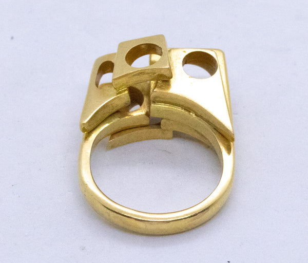 GEOMETRICAL ARCHITECTURAL RING IN SOLID 22 KT GOLD