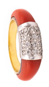 Van Cleef And Arpels Paris Philippines Ring In 18Kt Yellow Gold With Diamonds And Red Coral