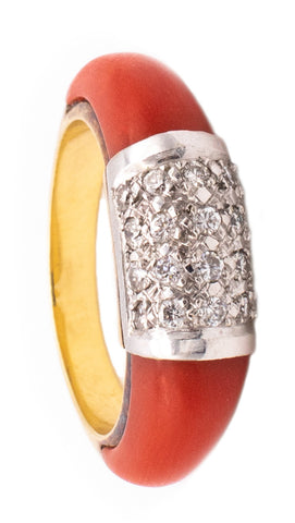 Van Cleef And Arpels Paris Philippines Ring In 18Kt Yellow Gold With Diamonds And Red Coral