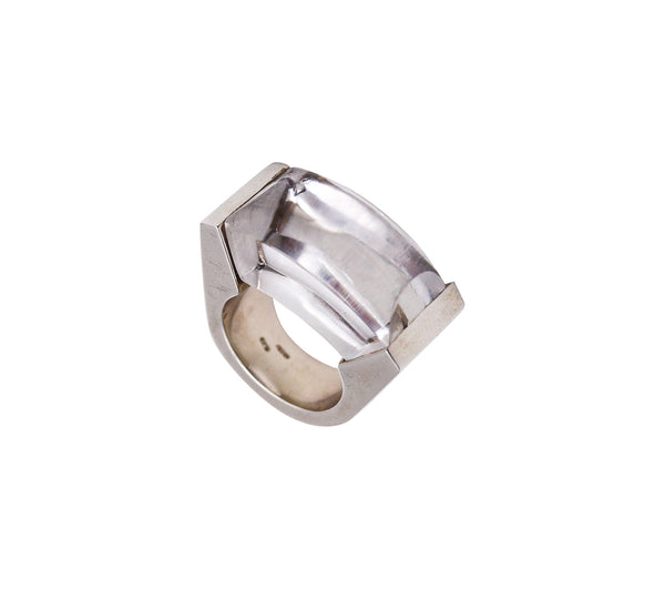 -Monica Coscioni Modernist Cocktail Ring In Sterling Silver With 42.39 Cts Rock Quartz