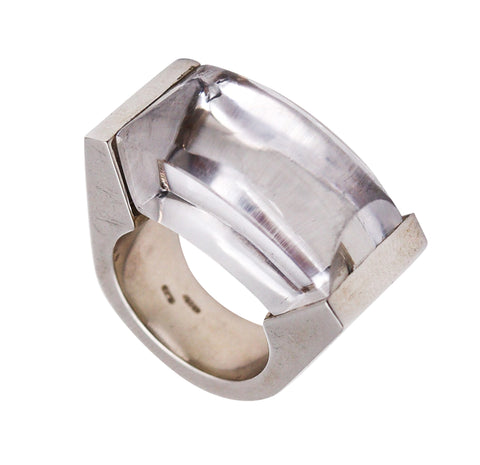 -Monica Coscioni Modernist Cocktail Ring In Sterling Silver With 42.39 Cts Rock Quartz