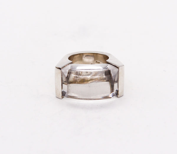 -Monica Coscioni Modernist Cocktail Ring In Sterling Silver With 42.39 Cts Rock Quartz