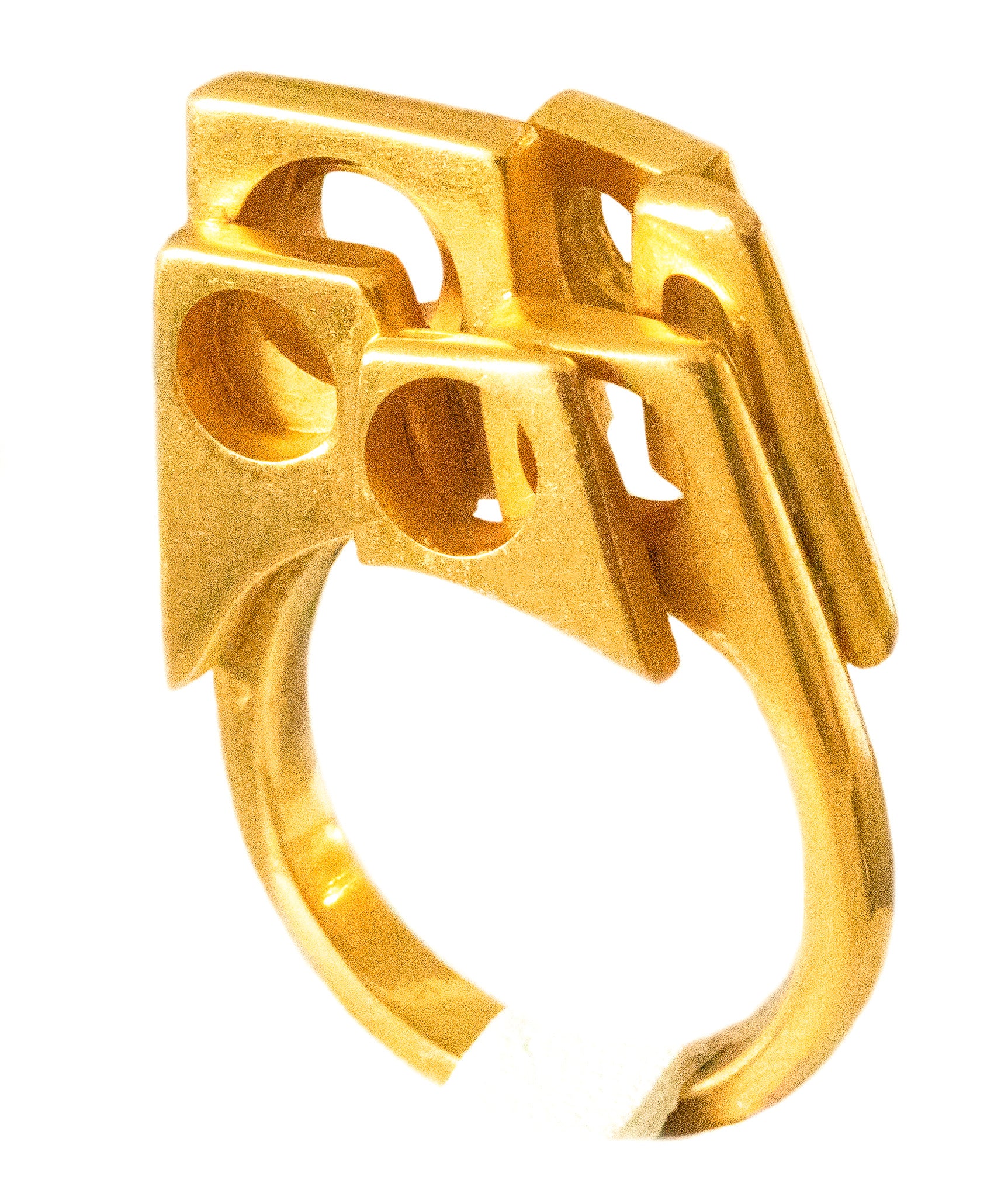 GEOMETRICAL ARCHITECTURAL RING IN SOLID 22 KT GOLD