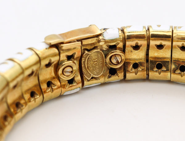 Frascarolo 1960 Milano Enameled Tiger Bracelet In 18Kt Yellow Gold With 3.82 Cts In Diamonds & Rubies