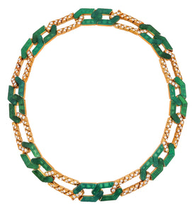 Van Cleef And Arpels 1976 Convertible Necklace Bracelets In 18Kt Gold With 6.24 Ctw In Diamonds And Chrysoprase