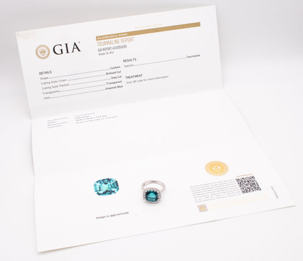 *Gia Certified Orloff Ehrenskjold ring in 18 kt gold with 6.80 Ctw in blue Paraiba tourmaline & diamonds.