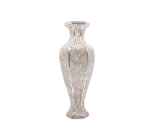 CHINESE 1920 STERLING SILVER FOR EXPORT FILIGREE TALL VASE