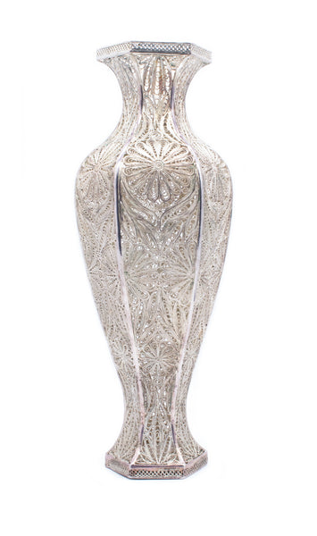 CHINESE 1920 STERLING SILVER FOR EXPORT FILIGREE TALL VASE