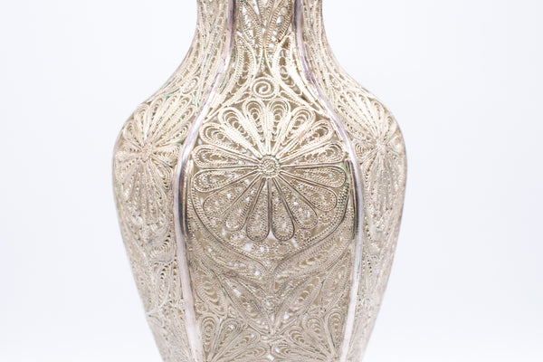 CHINESE 1920 STERLING SILVER FOR EXPORT FILIGREE TALL VASE