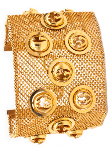 Gucci Milan 18Kt Yellow Gold Flexible Bracelet With Kinetic Spheres Logo
