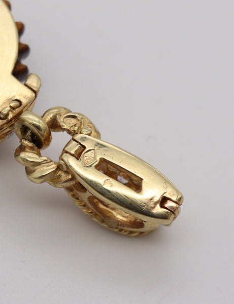 *Van Cleef & Arpels 1970 Paris Fluted Tiger Quartz Bracelet in 18 kt Gold with 2.62 Cts in Diamonds