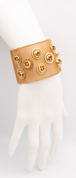 Gucci Milan 18Kt Yellow Gold Flexible Bracelet With Kinetic Spheres Logo