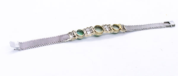 PLATINUM & GOLD ART DECO TURQUOISE AND DIAMONDS BRACELET