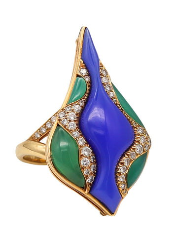 -Bvlgari Roma 2017 Festa Cocktail Ring In 18Kt Gold With 10.83 Ctw Diamonds And Gemstones