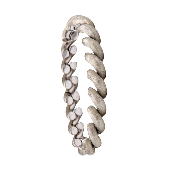 *Buccellati Mario Milan Vintage San Marcos Bracelet in Textured 18 Kt White Gold