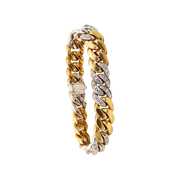 Pomellato Milan Links Bracelet In Two Tones Of 18Kt Gold With 3.60 Cts In Diamonds