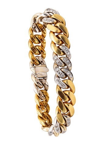 Pomellato Milan Links Bracelet In Two Tones Of 18Kt Gold With 3.60 Cts In Diamonds