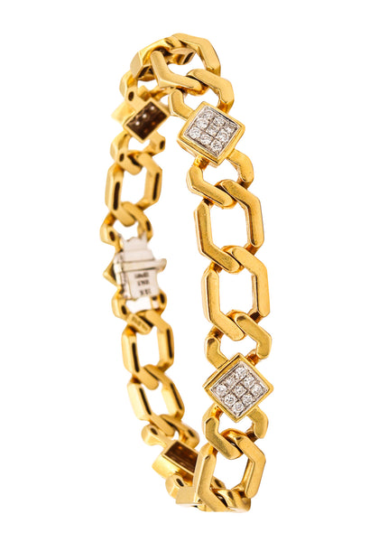 *Gucci Milano 1970 Rare Geometric Links bracelet in 18 kt Gold With 1.32 Cts in Diamonds