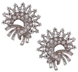 *Van Cleef & Arpels NY 1940 Art Deco Earrings in Platinum with 5.54 Cts in VS Diamonds