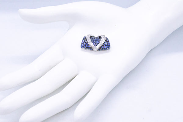 SLIDER PENDANT WITH 4.35 Cts SAPPHIRES & DIAMONDS IN 14 KT WHITE GOLD