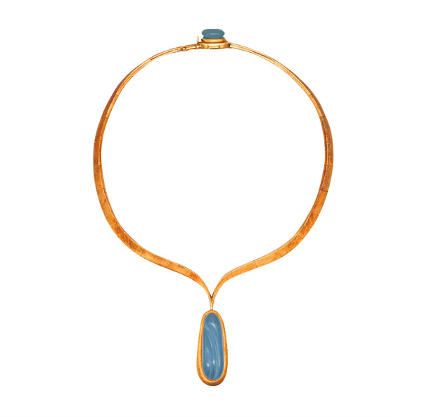 Burle Marx 1968 Brazil Necklace In 18Kt Yellow Gold With Forma Livre Aquamarine