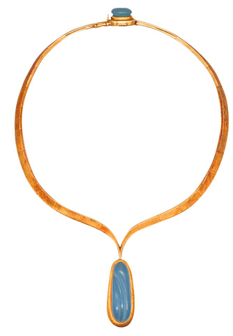 Burle Marx 1968 Brazil Necklace In 18Kt Yellow Gold With Forma Livre Aquamarine