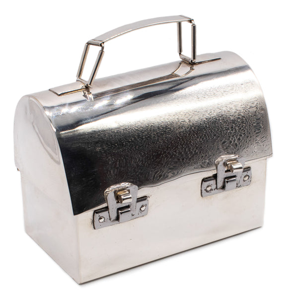 CARTIER 1970 HAND MADE LUNCH BOX EVENING BAG IN STERLING SILVER
