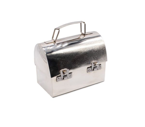 CARTIER 1970 HAND MADE LUNCH BOX EVENING BAG IN STERLING SILVER