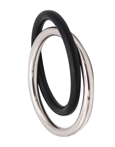 Tiffany And Co. 1975 Elsa Peretti Double Bangles In Sterling Silver And Ebony Wood