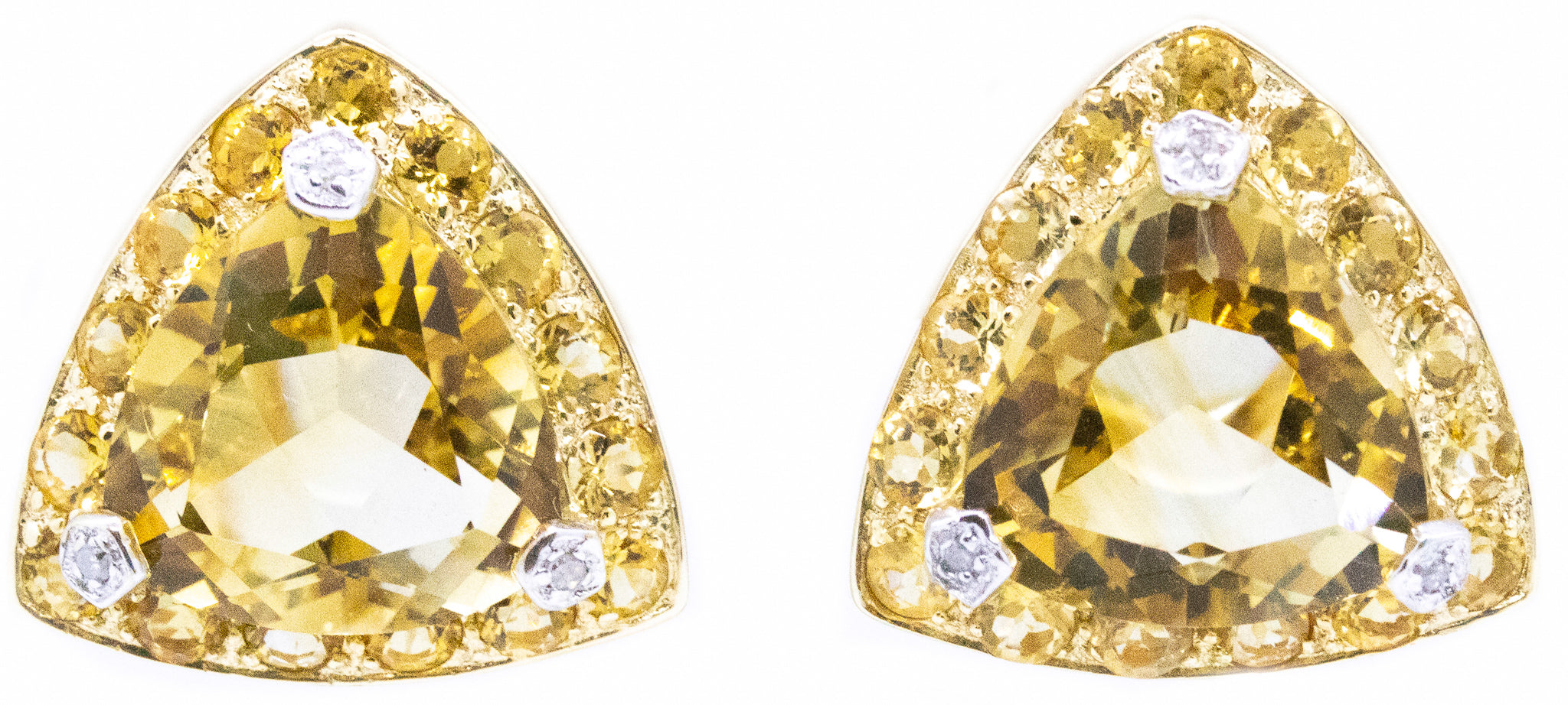 EARRINGS CLIPS IN 14 KT WITH 19.86 Cts YELLOW CITRINE & DIAMONDS