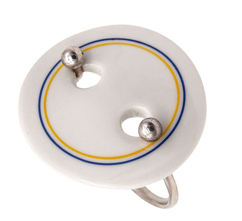 Anton Michelsen 1968 For Royal Copenhagen Geometric Bracelet In Sterling And Porcelain
