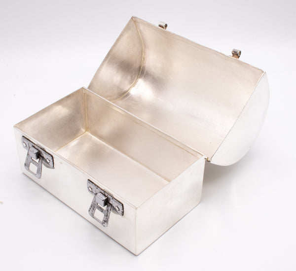 CARTIER 1970 HAND MADE LUNCH BOX EVENING BAG IN STERLING SILVER