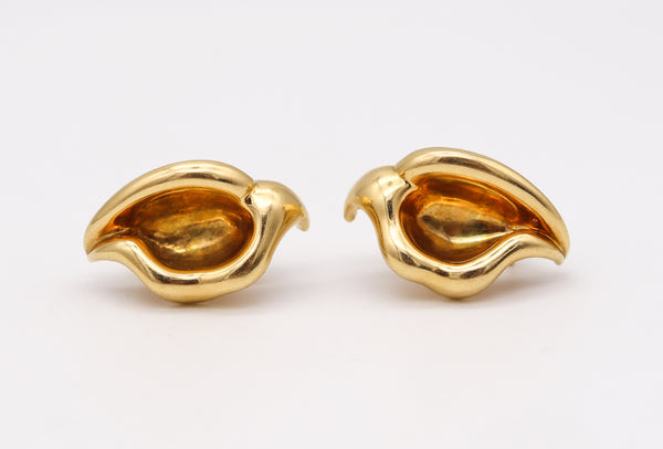 Tiffany And Co. 1980 By Elsa Peretti Sculptural Calla Lily Earrings In 18Kt Yellow Gold
