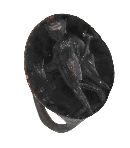Ancient Greece 4th Century BC Hephaestus Signet Bronze Ring With Hermes