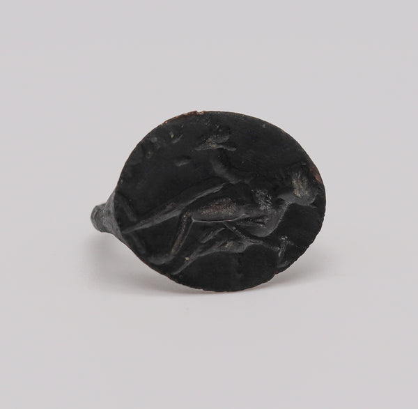 Ancient Greece 4th Century BC Hephaestus Signet Bronze Ring With Hermes