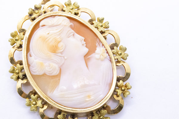 GIOVANNI CORLETTO CLASSIC ITALIAN CAMEO BROOCH PENDANT IN 18 KT