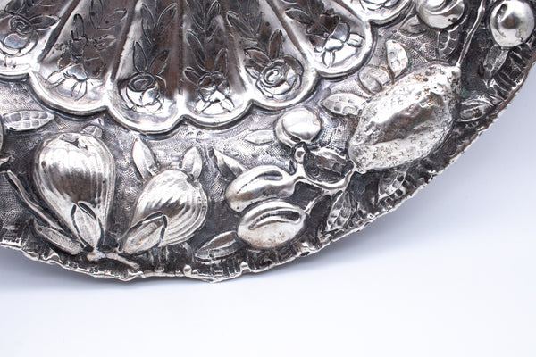 Italy Late 19th Century Renaissance Revival Fruit Plate Tray In 800 Silver