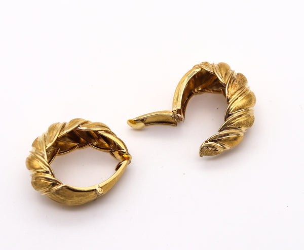 Gübelin 1960 Swiss Hoops Earrings In Textured 18Kt Yellow Gold