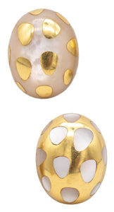 *Tiffany & Co. 1970’s by Angela Cummings Polka dots earrings in 18 kt yellow gold with white nacre