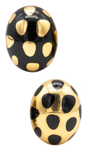 Tiffany And Co 1977 By Angela Cummings Polka Dots Earrings 18Kt Gold With Black Jade