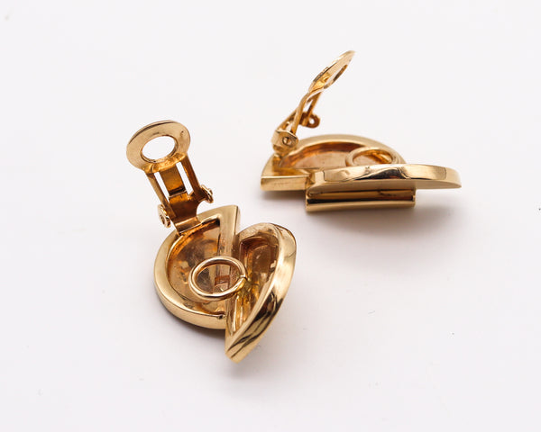 Seaman Schepps 1960 Rare Geometric Clips On Earrings In 18Kt Yellow Gold